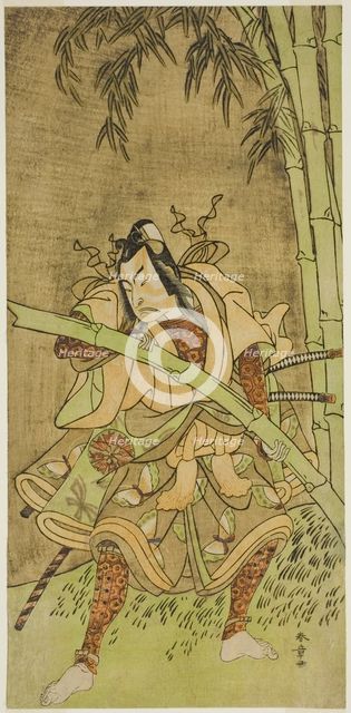 The Actor Nakamura Tomijuro I as Takenuki Goro in the Play Eho Soga Nen-nen-goyomi..., c. 1771. Creator: Shunsho.