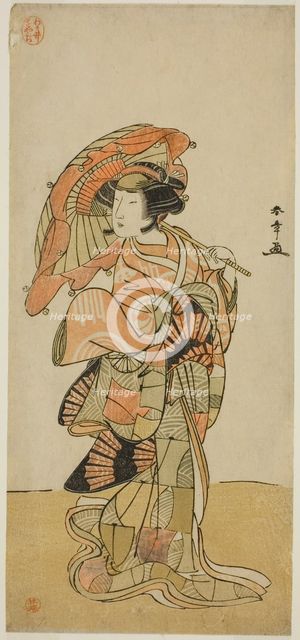 The Actor Nakamura Tomijuro I as the female fox from Mt. Ubagadake in the play..., c. 1777. Creator: Shunsho.