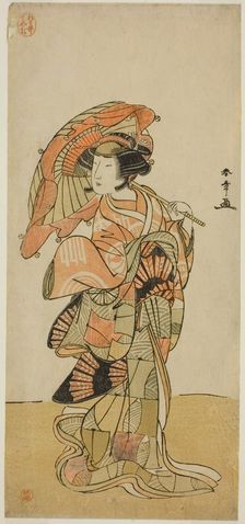 The Actor Nakamura Tomijuro I as the female fox from Mt. Ubagadake in the play..., c. 1777. Creator: Shunsho
