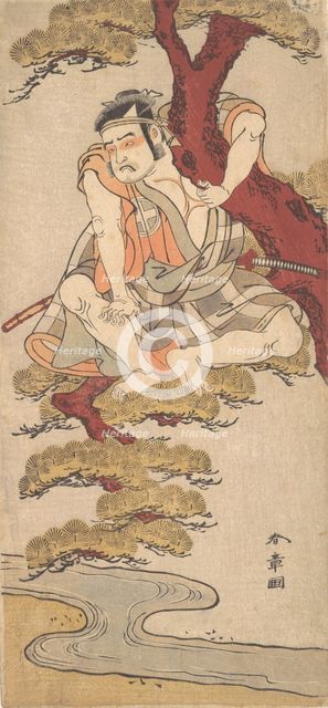 The Actor Otani Hiroemon III Watching from the Branches of a Pine Tree..., ca. 1775. Creators: Shunsho, Otani Hiroemon.