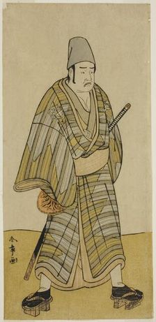 The Actor Otani Hiroemon III as Gokumon Shobei in the Play Sugata no Hana Kurofune..., c. 1774. Creator: Shunsho