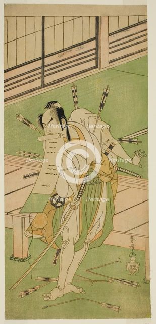 The Actor Otani Hiroji III as a White Fox Disguised as Ukishima Daihachi in the Play..., c. 1770. Creator: Shunsho.