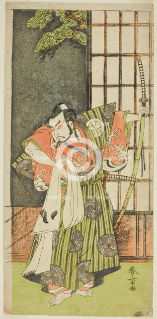 The Actor Otani Hiroji III as Kawazu no Saburo in the Play Myoto-giku Izu no Kisewata..., c. 1770. Creator: Shunsho.