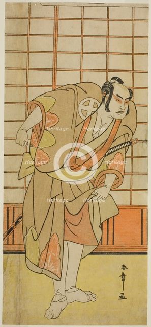 The Actor Otani Hiroji III as Hata no Daizen Taketora Disguised as Shikishima Wakahei..., c. 1784. Creator: Shunsho.