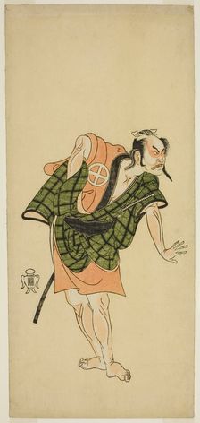 The Actor Otani Hiroji III as Onio Shinzaemon (?) in the Play Bunshin Sugatami Soga (?)..., c. 1765. Creator: Shunsho