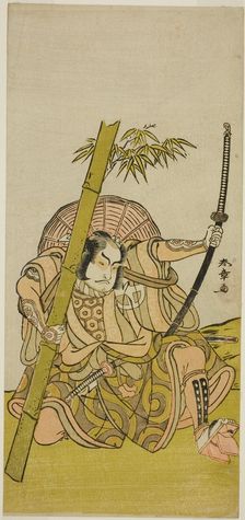 The Actor Otani Hiroji III as the Guard Kuriu Zaemon Yorikata in the Play Azuma no Mori..., c. 1779. Creator: Shunsho