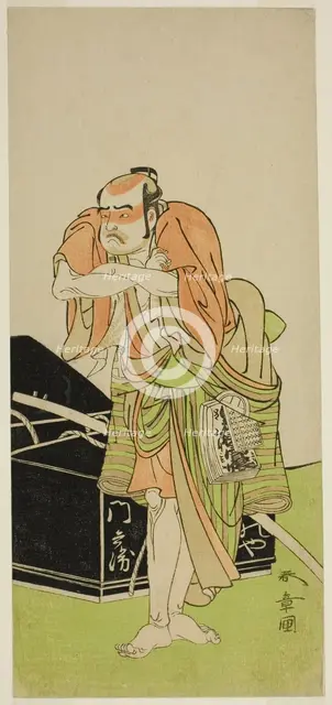 The Actor Otani Tomoemon I as Kawatabiya Mombei in the Play Oyoroi Ebido Shinozuka..., c. 1772. Creator: Shunsho.