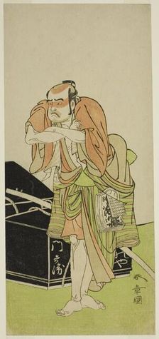 The Actor Otani Tomoemon I as Kawatabiya Mombei in the Play Oyoroi Ebido Shinozuka..., c. 1772. Creator: Shunsho