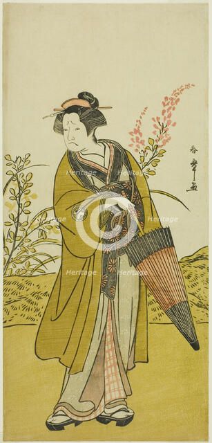 The Actor Otani Tomoemon I as Otsuma in the Play Kabuki no Hana Bandai Soga, Performed..., c. 1781. Creator: Shunsho.