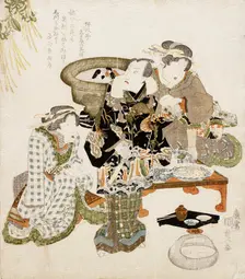 The Actor Onoe Kikugoro III at Umemoto Teahouse, c1825. Creator: Utagawa Kunisada