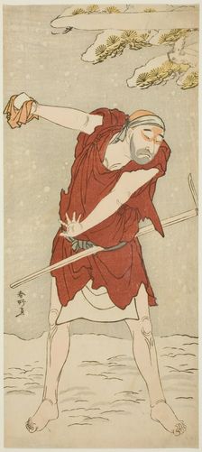 The Actor Onoe Matsusuke I as a Mendicant Monk in the Joruri "Midarezaki Hana no..., c. 1787. Creator: Katsukawa Shunko