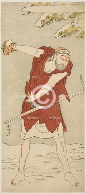 The Actor Onoe Matsusuke I as a Mendicant Monk in the Joruri "Midarezaki Hana no..., c. 1787. Creator: Katsukawa Shunko.