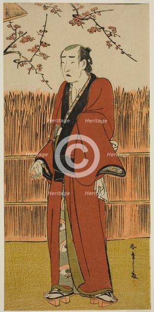 The Actor Onoe Matsusuke I as Baramon no Kichi in the Play Hatsumombi Kuruwa Soga..., c. 1780. Creator: Shunsho.