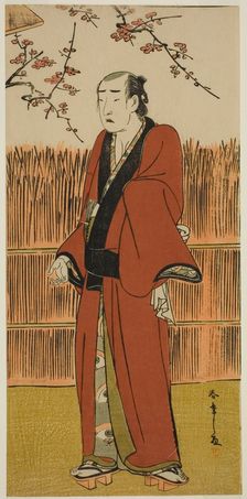 The Actor Onoe Matsusuke I as Baramon no Kichi in the Play Hatsumombi Kuruwa Soga..., c. 1780. Creator: Shunsho