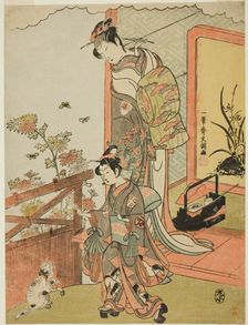 The Actor Onoe Matsusuke I as Oiso no Tora (?) (right), and Otani Taniji (left), c. 1770. Creator: Ippitsusai Buncho