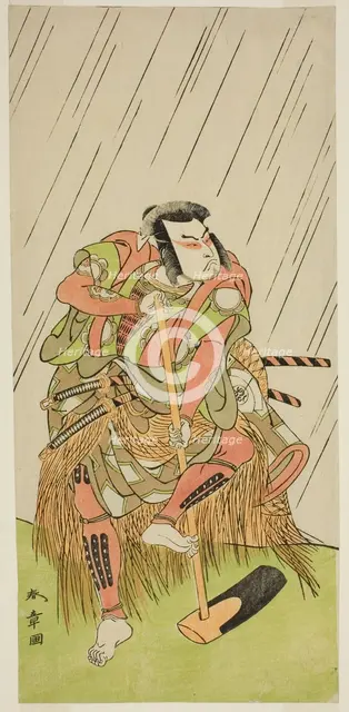 The Actor Onoe Matsusuke I as Nakaomi Katsumi Disguised as the Farmer Datta no Nizo, in..., c. 1773. Creator: Shunsho.