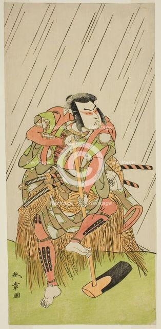 The Actor Onoe Matsusuke I as Nakaomi Katsumi Disguised as the Farmer Datta no Nizo, in..., c. 1773. Creator: Shunsho.