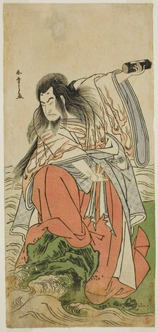The Actor Onoe Matsusuke I as Retired Emperor Sutoku in the Play Kitekaeru Nishiki no..., c. 1780. Creator: Shunsho