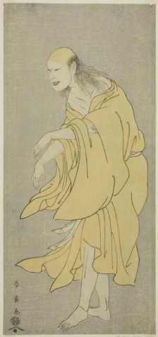 The Actor Onoe Matsusuke I as the Ghost of Ki no Natora in the Play Kiku no En Mukashi..., c. 1791. Creator: Katsukawa Shun'ei