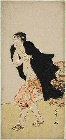 The Actor Onoe Matsusuke I as the Palanquin Bearer Gohei in the Play Kitekaeru Nishiki..., c. 1780. Creator: Shunsho