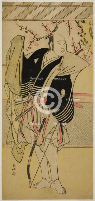 The Actor Onoe Matsusuke I as Yawata no Saburo (?) in the Play Edo no Hana Mimasu..., c. 1783. Creator: Katsukawa Shunko.