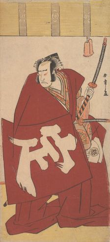 The Actor Onoe Matsusuke in Shibaraku in Deep Red Robes, ca. 1781. Creator: Shunsho