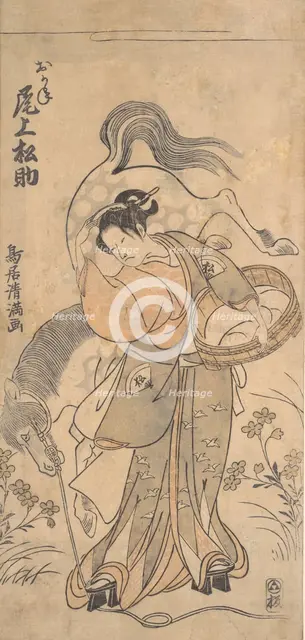 The Actor Onoe Matsusuke in the Role of the Famous Strong Woman Okane, probably 1765., probably 1765 Creator: Torii Kiyomitsu.