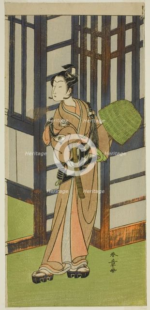 The Actor Onoe Tamizo I as Kewaizaka no Shosho Disguised as a Komuso in the Play..., c. 1772. Creator: Shunsho.