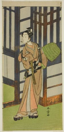 The Actor Onoe Tamizo I as Kewaizaka no Shosho Disguised as a Komuso in the Play..., c. 1772. Creator: Shunsho
