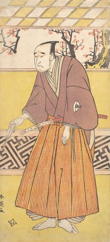 The Actor Onoye Matsusuke I, as a Man Holding a Closed Fan in His Right Hand, ca. 1780. Creator: Katsukawa Shun'ei
