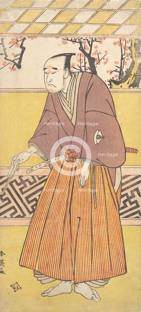 The Actor Onoye Matsusuke I, as a Man Holding a Closed Fan in His Right Hand, ca. 1780. Creator: Katsukawa Shun'ei.