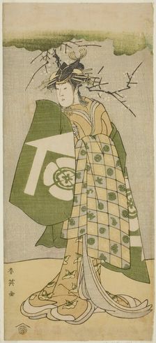 The Actor Osagawa Tsuneyo II as Oiso no Tora in the Play Gohiiki no Hana Aikyo Soga..., c. 1794. Creator: Katsukawa Shun'ei