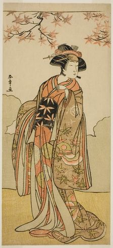 The Actor Osagawa Tsuneyo II as Onoe no Mae in the Play Date Nishiki Tsui no Yumitori..., c. 1778. Creator: Shunsho