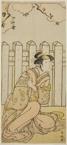 The Actor Osagawa Tsuneyo II as Onoe in the Play Haru no Nishiki Date-zome Soga..., c. 1790. Creator: Katsukawa Shunko