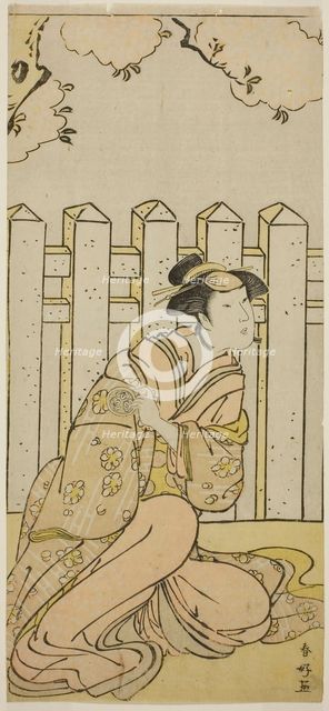 The Actor Osagawa Tsuneyo II as Onoe in the Play Haru no Nishiki Date-zome Soga..., c. 1790. Creator: Katsukawa Shunko.