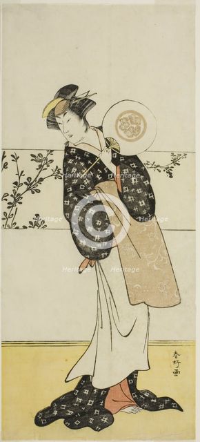 The Actor Osagawa Tsuneyo II, Possibly as Misao Gozen, in the Play Chiyo no Hajime..., c. 1785. Creator: Katsukawa Shunko.