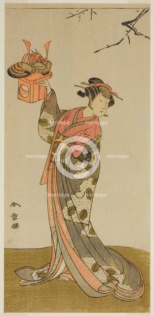 The Actor Arashi Hinaji I as Hananoi in the Play Gosho-zakura Horikawa Youchi, Performed.., c. 1773. Creator: Shunsho.
