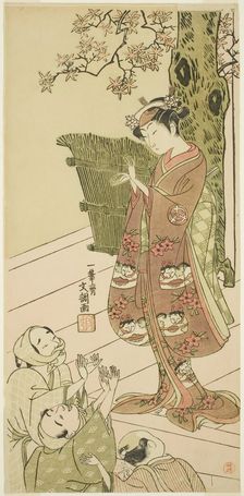 The Actor Arashi Hinaji I, Possibly as Yuya Gozen in the Play Ima o Sakari Suehiro Genji..., c. 1768 Creator: Ippitsusai Buncho