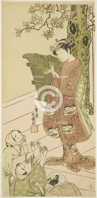 The Actor Arashi Hinaji I, Possibly as Yuya Gozen in the Play Ima o Sakari Suehiro Genji..., c. 1768 Creator: Ippitsusai Buncho.