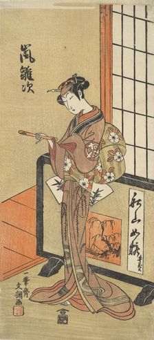 The Actor Arashi Hinaji in a Female Role, ca. 1770. Creator: Ippitsusai Buncho