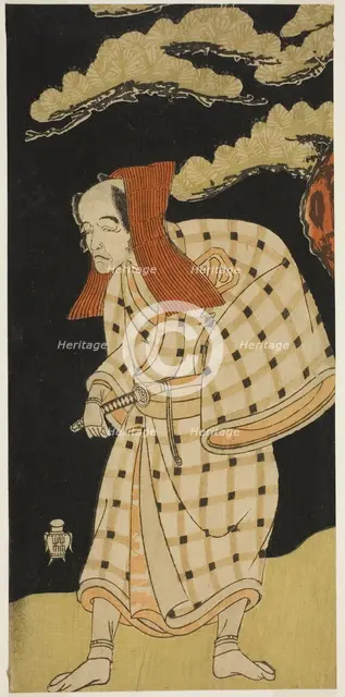 The Actor Arashi Otohachi I as Numataro Kyusei Disguised as the Burglar Ipponzaemon in..., c. 1768. Creator: Shunsho.