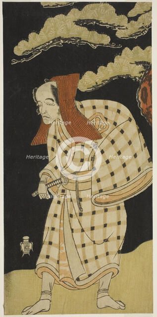 The Actor Arashi Otohachi I as Numataro Kyusei Disguised as the Burglar Ipponzaemon in..., c. 1768. Creator: Shunsho.