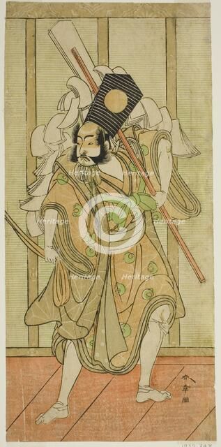 The Actor Arashi Sangoro II as Asahina Saburo in the Play Iro Maki-e Soga no Sakazuki... c. 1773. Creator: Shunsho.