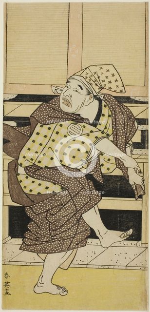 The Actor Asao Tamejuro I as Drunken Gotobei Doing a Sambaso Dance (Goto..., c. 1790. Creator: Katsukawa Shun'ei.