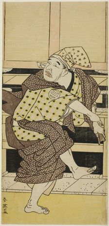 The Actor Asao Tamejuro I as Drunken Gotobei Doing a Sambaso Dance (Goto..., c. 1790. Creator: Katsukawa Shun'ei