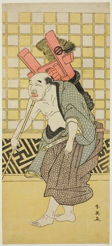 The Actor Asao Tamejuro I as Drunken Gotobei in Act Three of the Play Yoshitsune..., c. 1790. Creator: Katsukawa Shun'ei