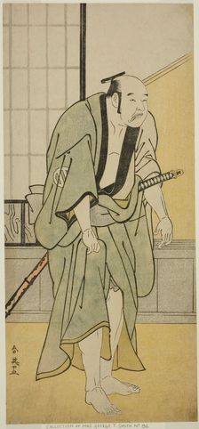 The Actor Asao Tamejuro I as Drunken Gotobei in the Play Yoshitsune Koshigoe Jo..., c. 1790. Creator: Katsukawa Shun'ei