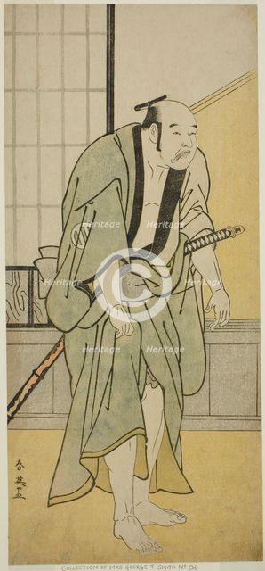 The Actor Asao Tamejuro I as Drunken Gotobei in the Play Yoshitsune Koshigoe Jo..., c. 1790. Creator: Katsukawa Shun'ei.