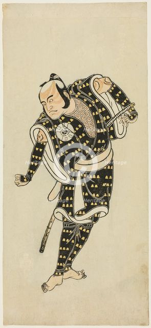 The actor Bando Matataro IV as Gempachibyoe in the play "Mutsu no Hana Ume no..., c. 1769. Creator: Shunsho.