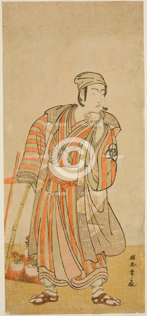 The Actor Bando Mitsugoro I as Taira no Tadamori Disguised as a Potted-Plant Seller in..., c. 1776. Creator: Shunsho.